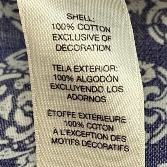 Chico's Button Up Shirt Womens White/Blue Size 0 paisley Ladies Shirt - Picture 9 of 10